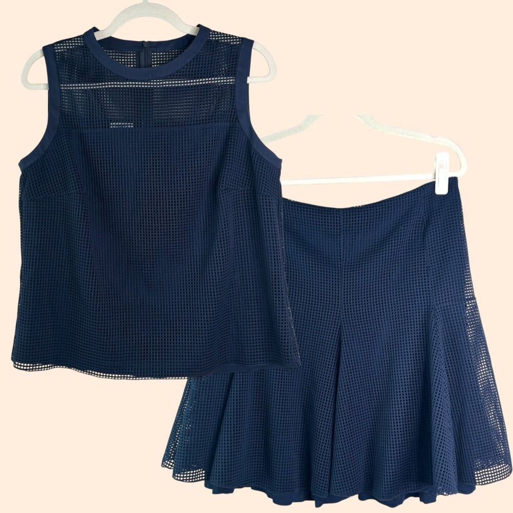 Akris Punto Navy Mesh Skirt Set